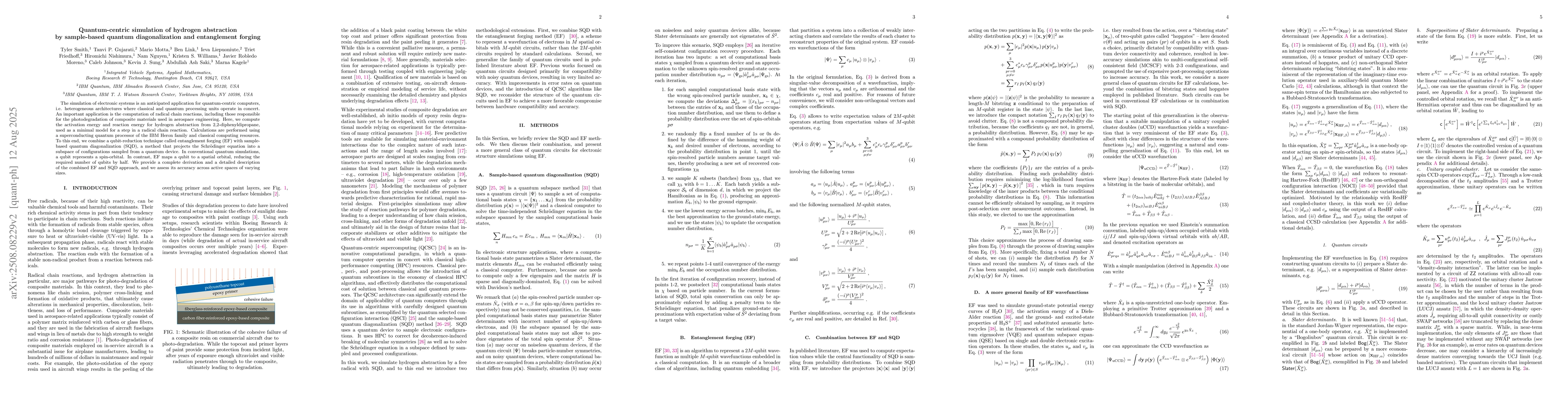 Thumbnail for Quantum-centric simulation of hydrogen abstraction by sample-based
  quantum diagonalization and entanglement forging