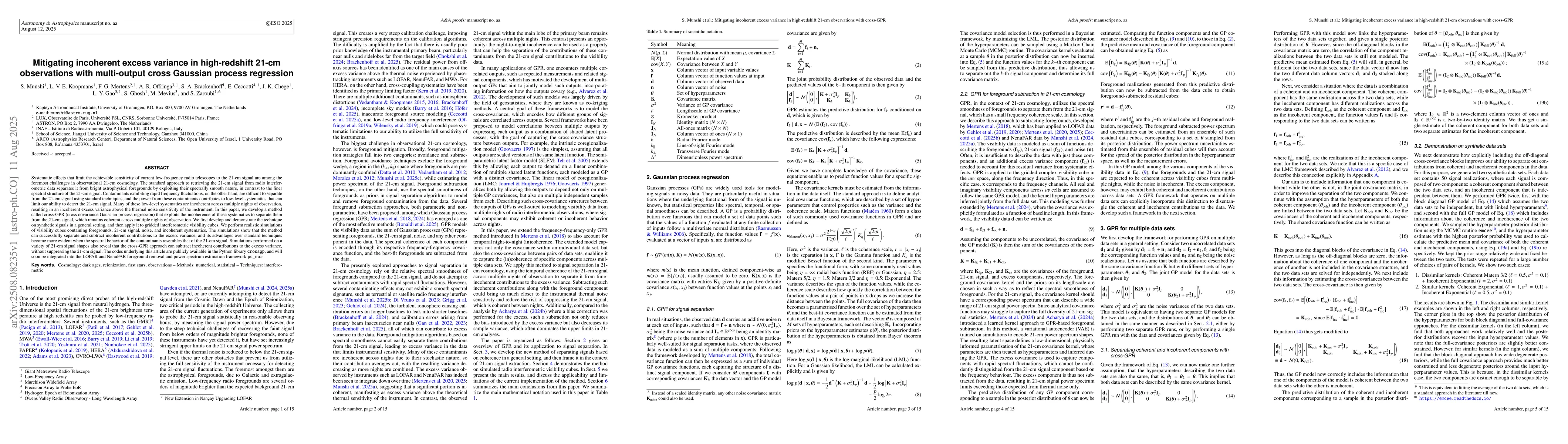 Thumbnail for Mitigating incoherent excess variance in high-redshift 21-cm
  observations with multi-output cross Gaussian process regression