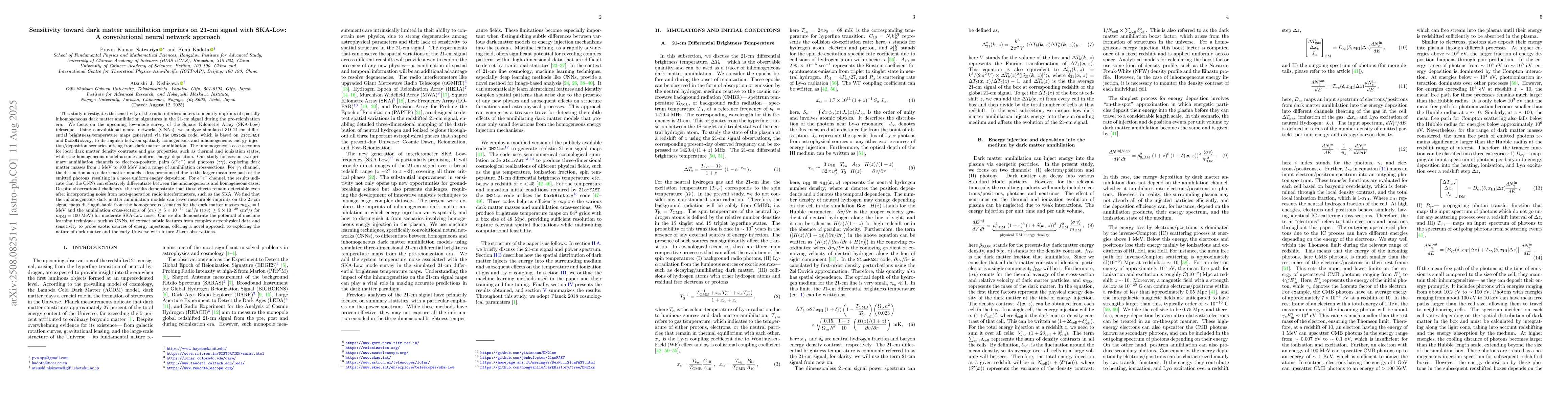 Thumbnail for Sensitivity toward dark matter annihilation imprints on 21-cm signal
  with SKA-Low: A convolutional neural network approach