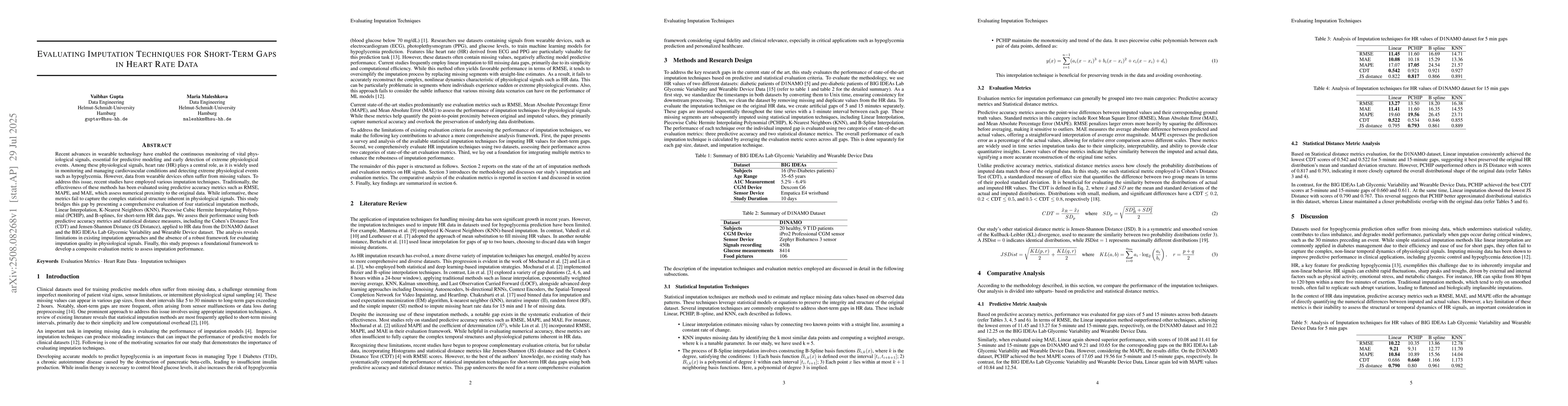 Thumbnail for Evaluating Imputation Techniques for Short-Term Gaps in Heart Rate Data