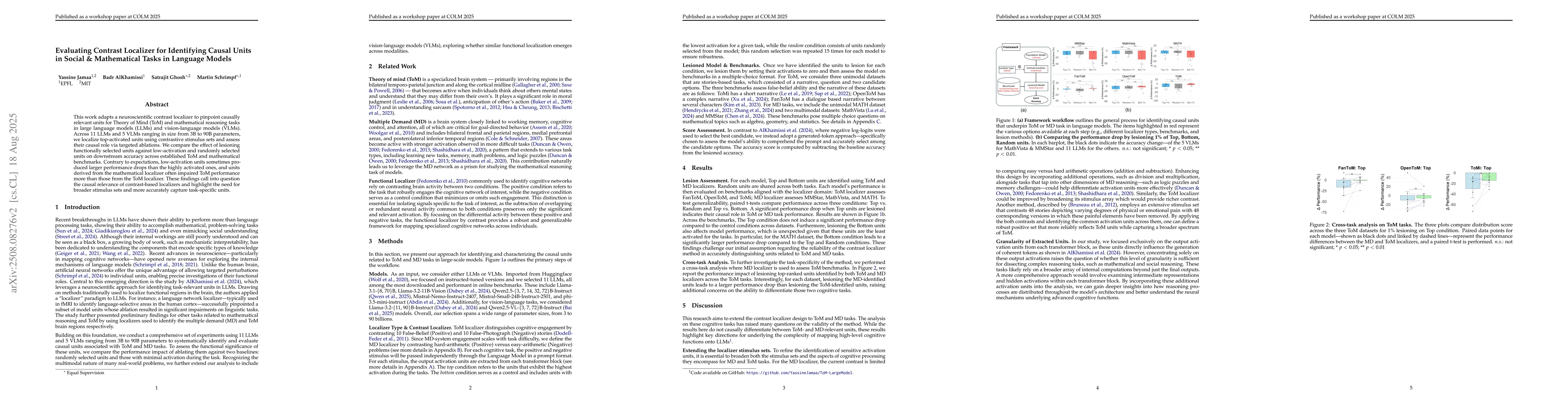 Thumbnail for Evaluating Contrast Localizer for Identifying Causal Units in Social &
  Mathematical Tasks in Language Models