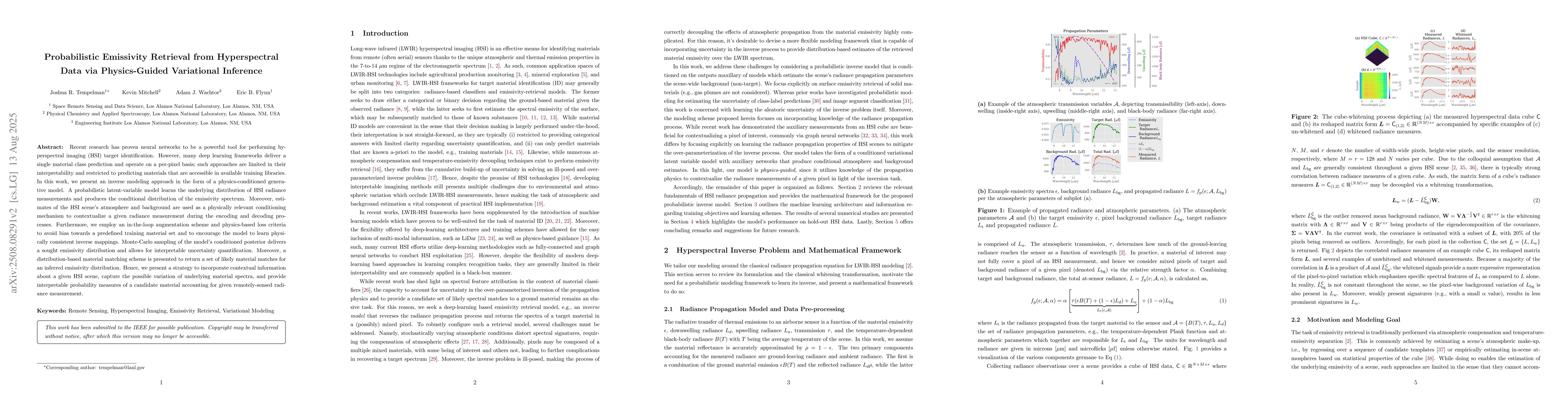 Thumbnail for Probabilistic Emissivity Retrieval from Hyperspectral Data via
  Physics-Guided Variational Inference
