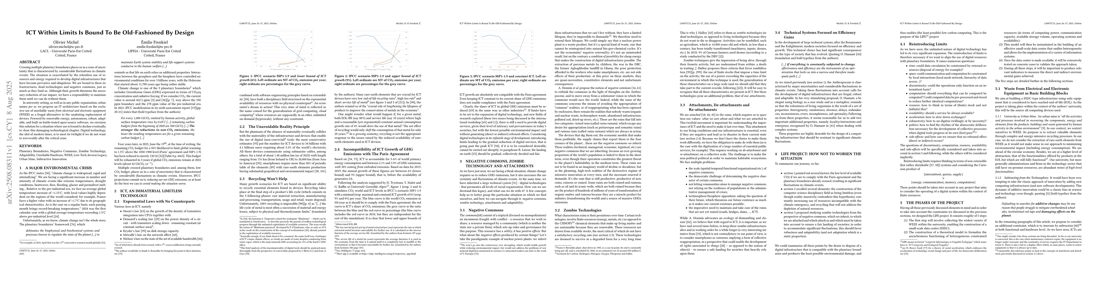 Thumbnail for ICT Within Limits Is Bound To Be Old-Fashioned By Design