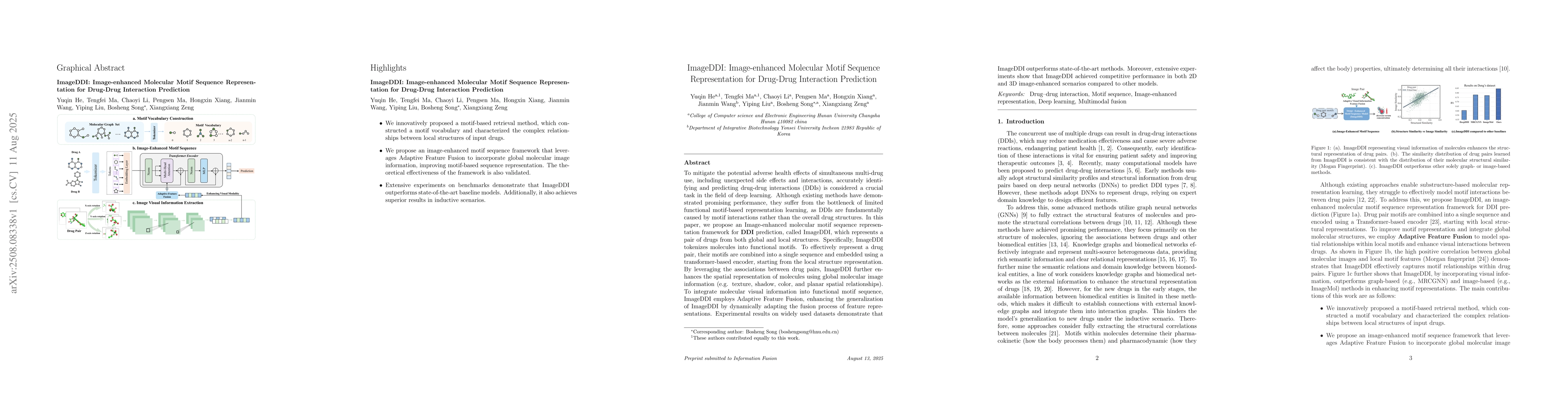 Thumbnail for ImageDDI: Image-enhanced Molecular Motif Sequence Representation for
  Drug-Drug Interaction Prediction