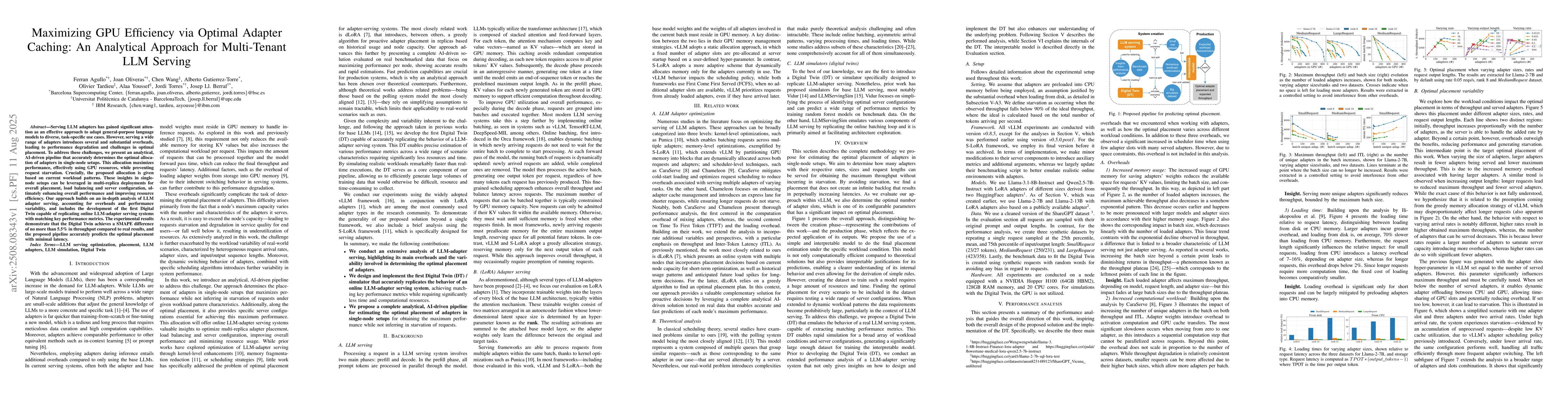 Thumbnail for Maximizing GPU Efficiency via Optimal Adapter Caching: An Analytical
  Approach for Multi-Tenant LLM Serving