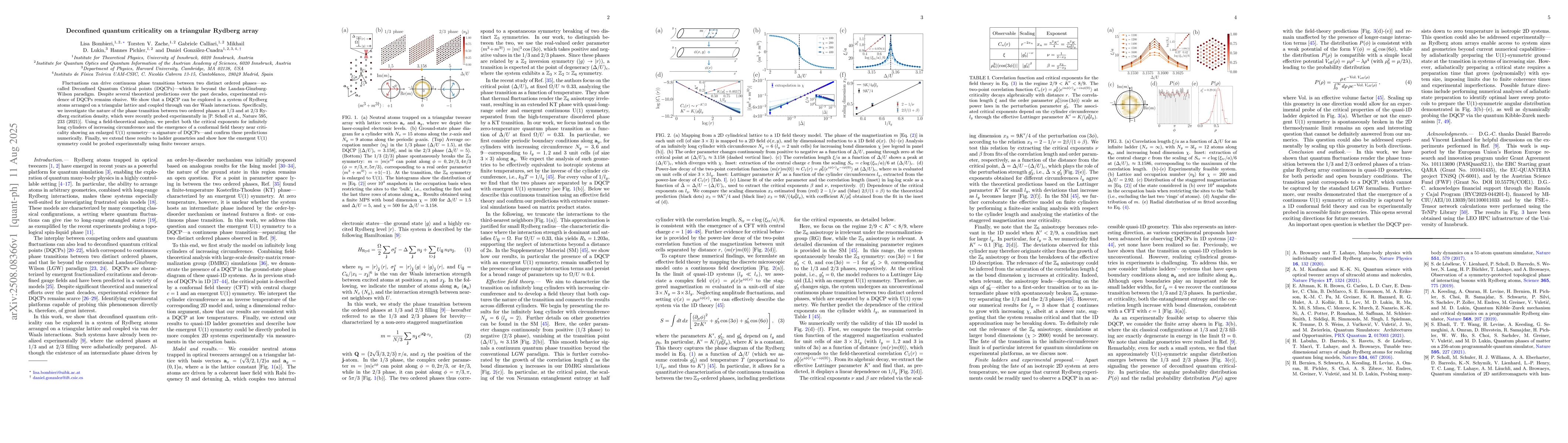 Thumbnail for Deconfined quantum criticality on a triangular Rydberg array