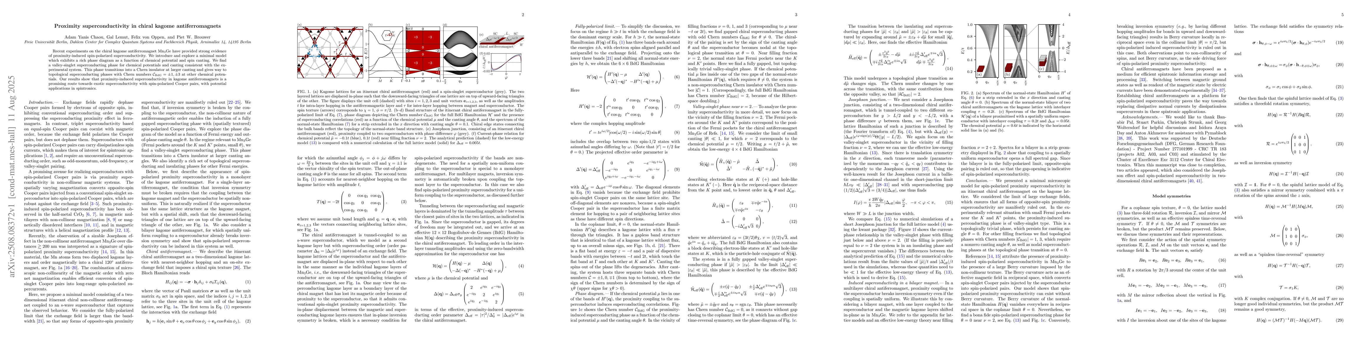 Thumbnail for Proximity superconductivity in chiral kagome antiferromagnets