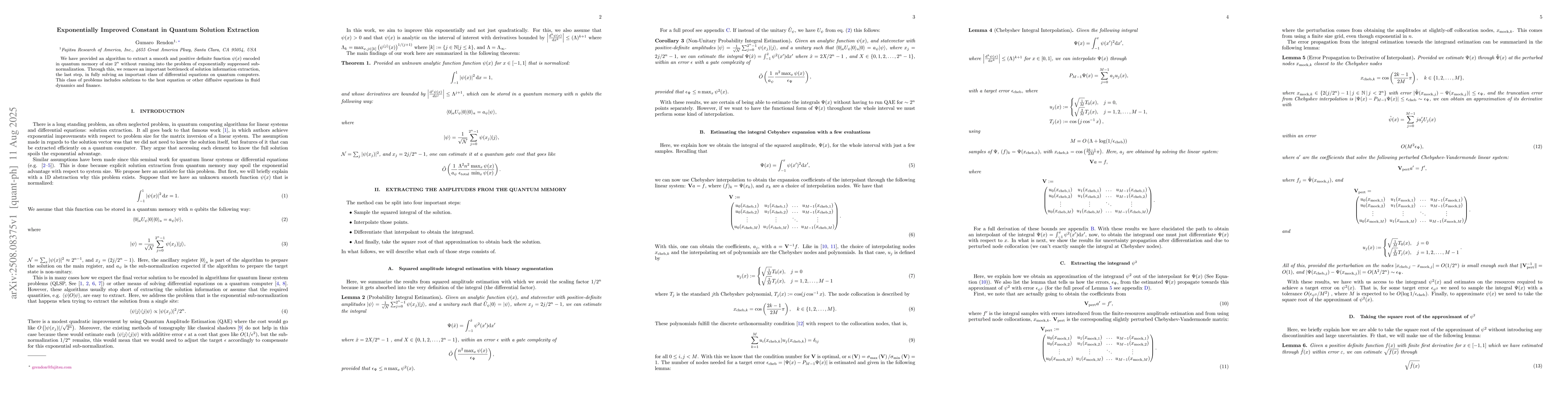 Thumbnail for Exponentially Improved Constant in Quantum Solution Extraction