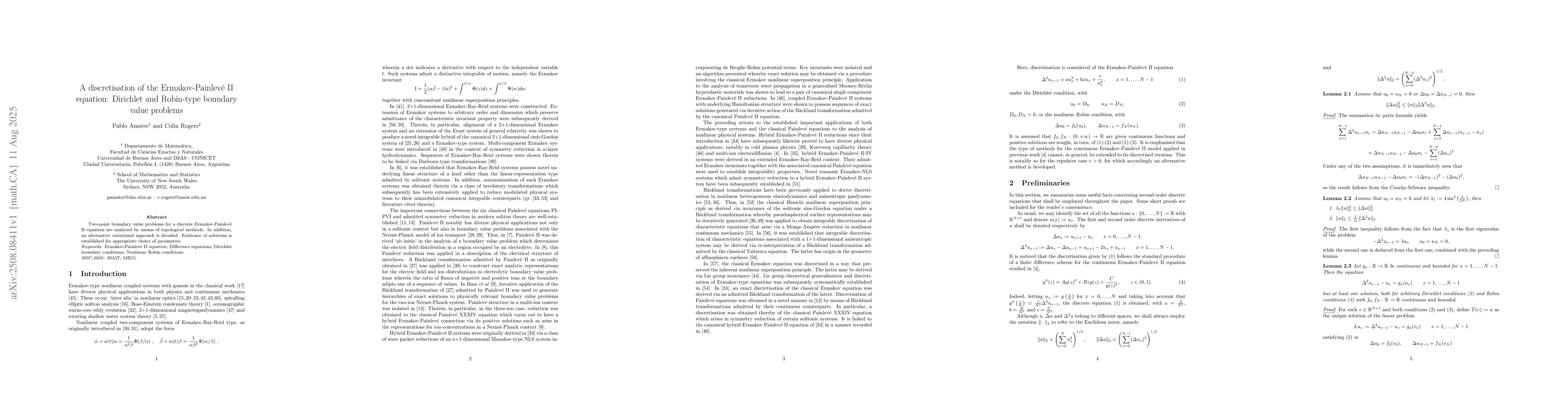 Thumbnail for A discretisation of the Ermakov-Painlevé II equation: Dirichlet and
  Robin-type boundary value problems