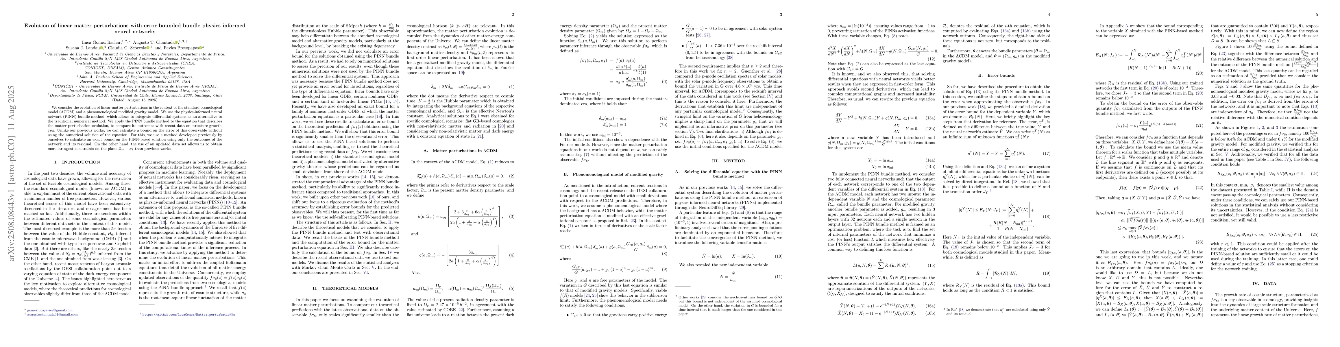 Thumbnail for Evolution of linear matter perturbations with error-bounded bundle
  physics-informed neural networks