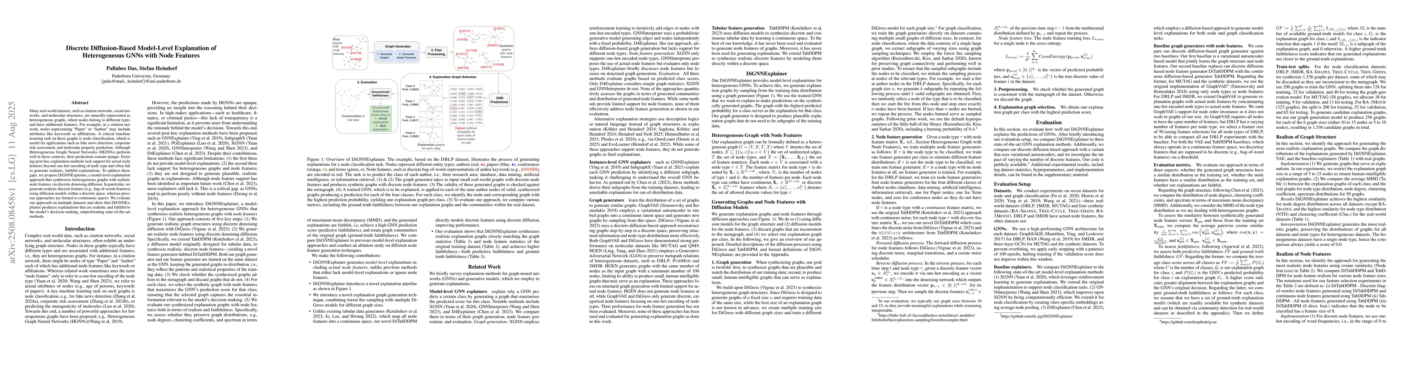 Thumbnail for Discrete Diffusion-Based Model-Level Explanation of Heterogeneous GNNs
  with Node Features