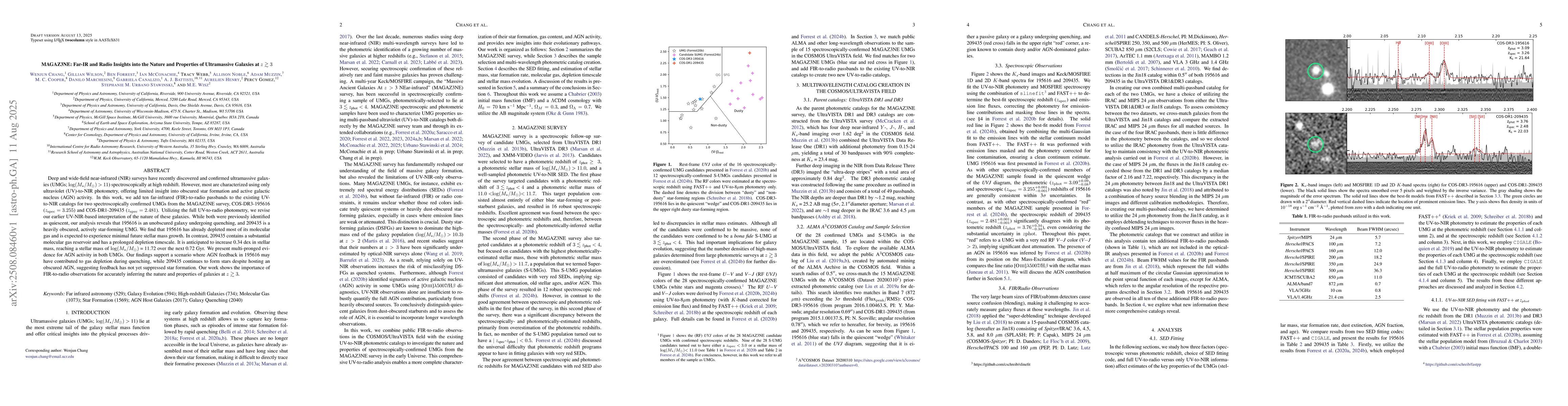 Thumbnail for MAGAZ3NE: Far-IR and Radio Insights into the Nature and Properties of
  Ultramassive Galaxies at $z\gtrsim3$