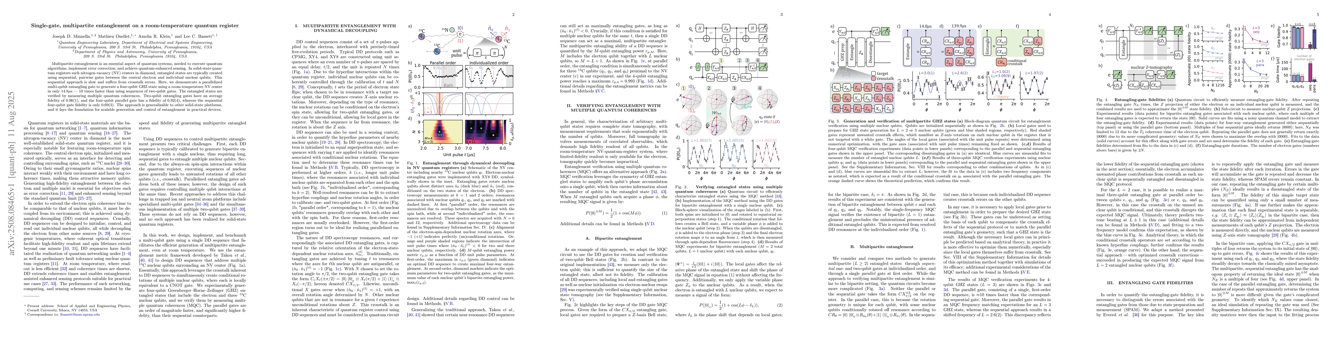 Thumbnail for Single-gate, multipartite entanglement on a room-temperature quantum
  register