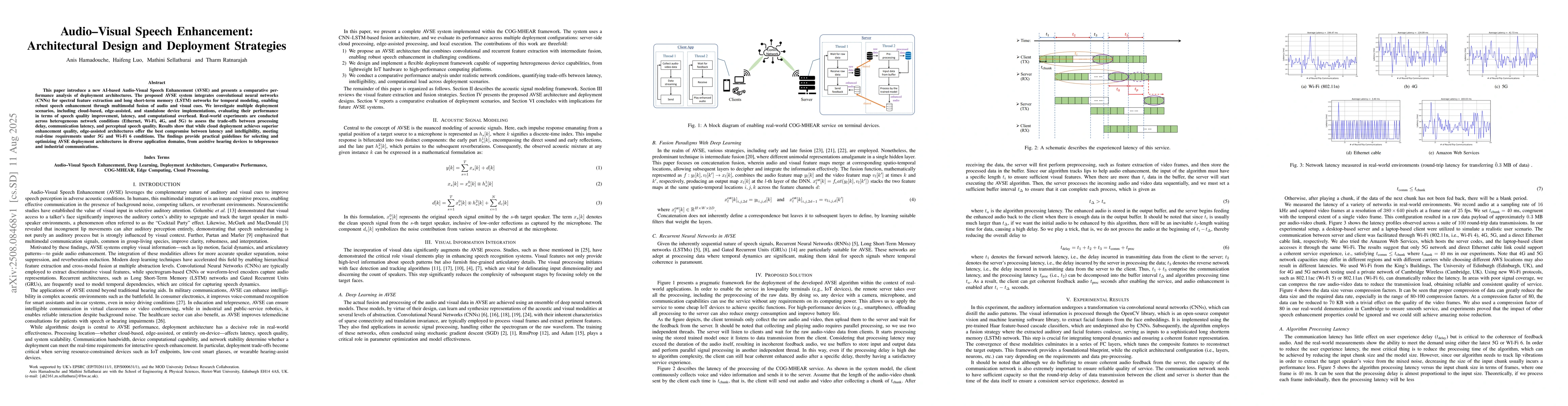 Thumbnail for Audio-Visual Speech Enhancement: Architectural Design and Deployment
  Strategies