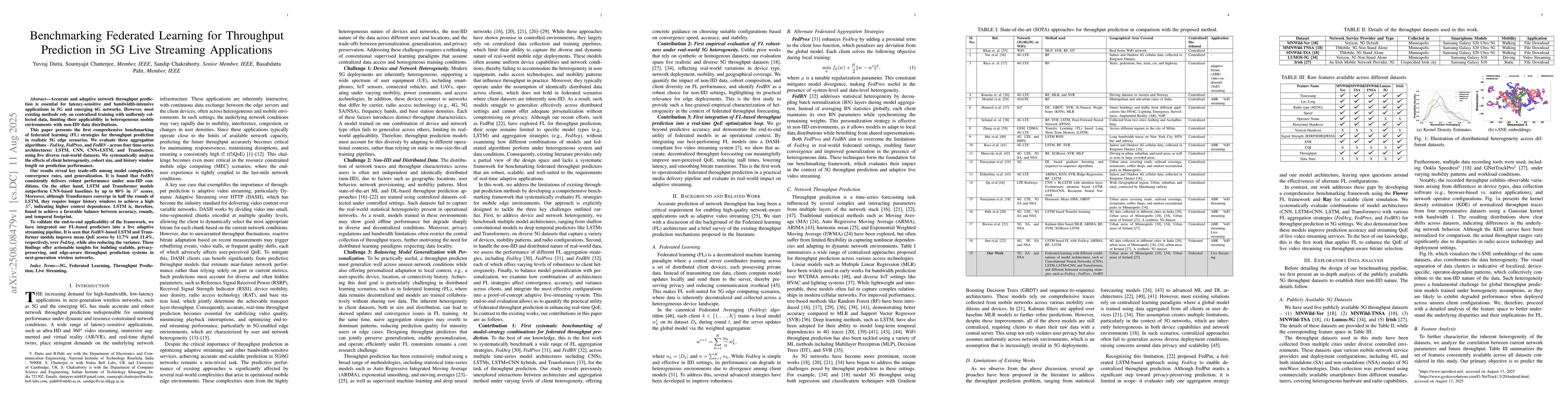 Thumbnail for Benchmarking Federated Learning for Throughput Prediction in 5G Live
  Streaming Applications