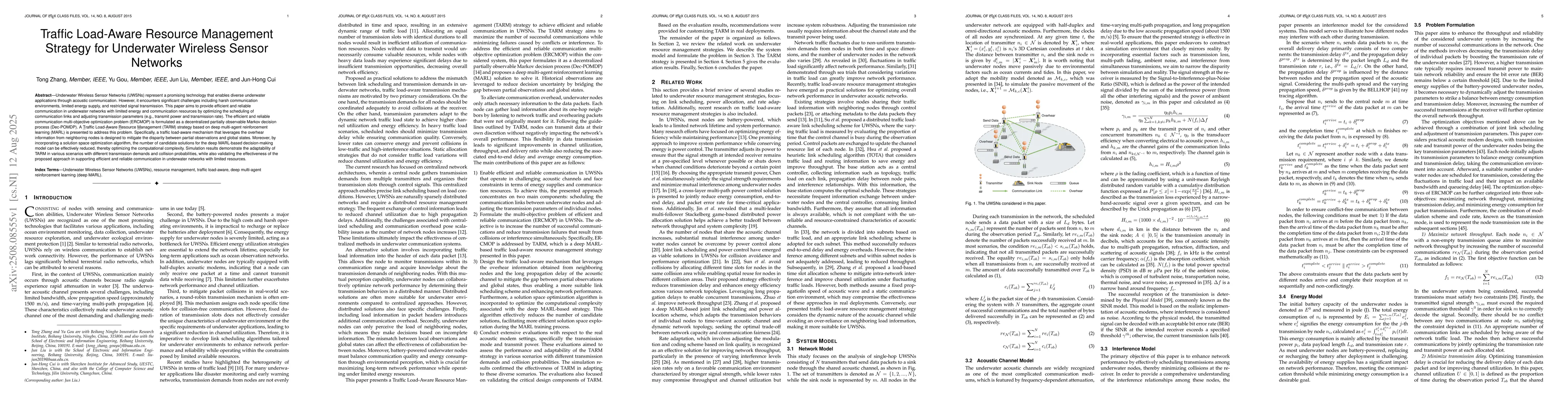 Thumbnail for Traffic Load-Aware Resource Management Strategy for Underwater Wireless
  Sensor Networks