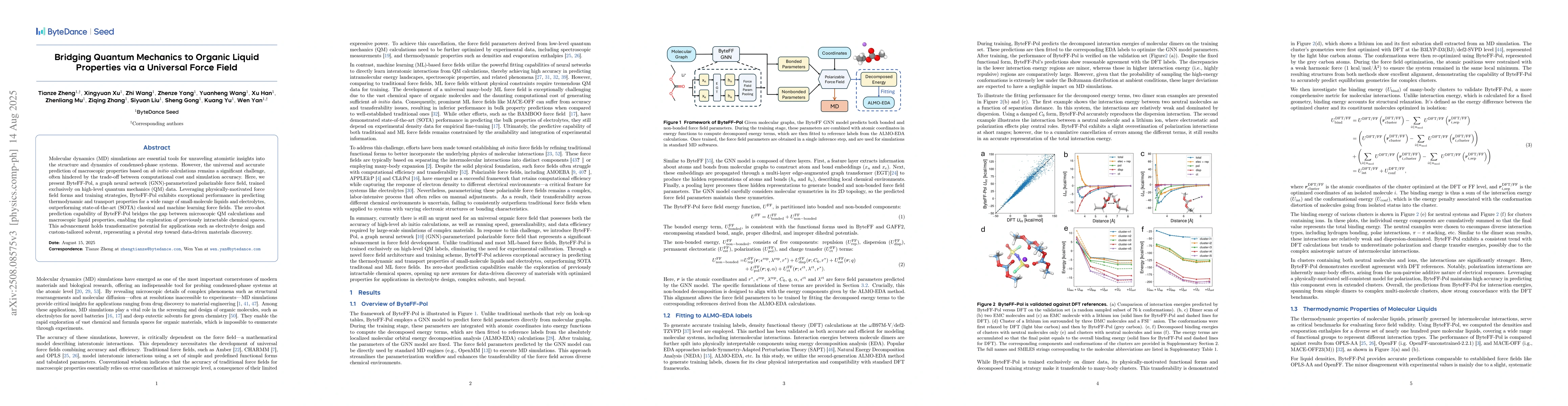 Thumbnail for Bridging Quantum Mechanics to Organic Liquid Properties via a Universal
  Force Field