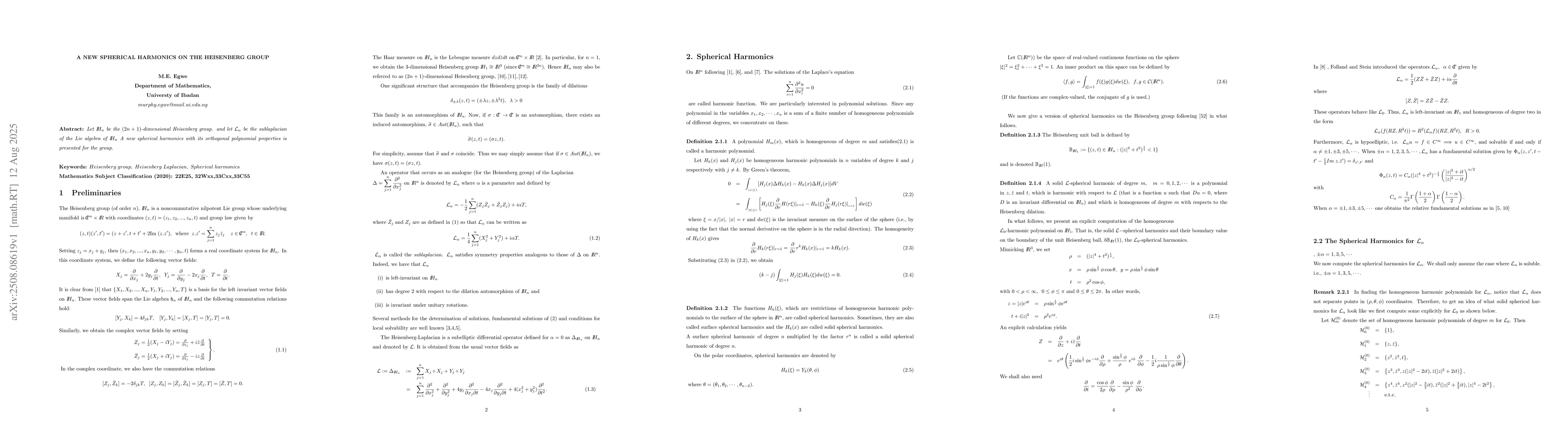 Thumbnail for A New Spherical Harmonics on the Heisenberg Group