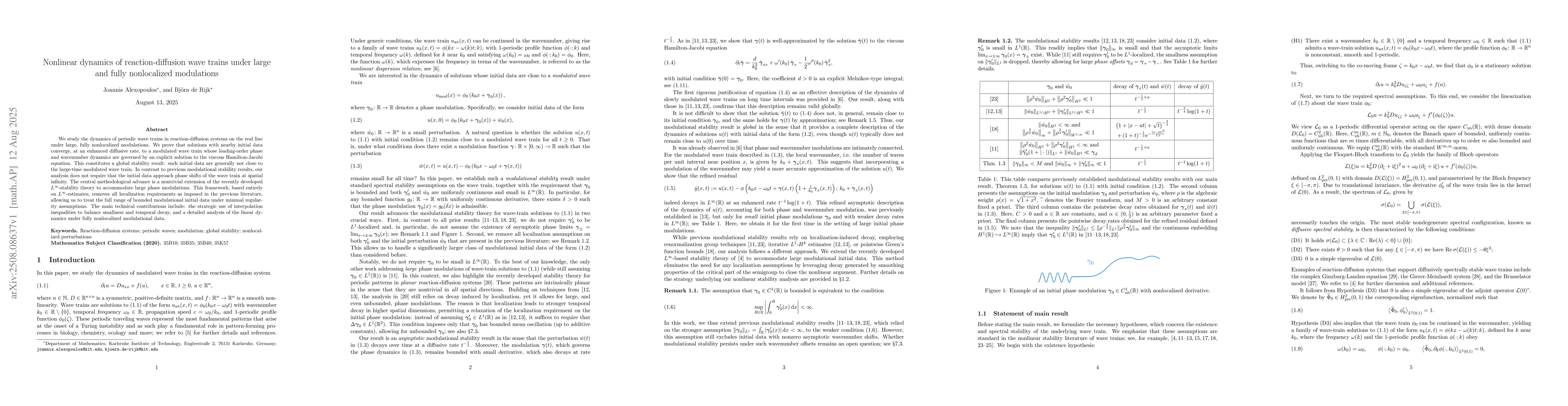 Thumbnail for Nonlinear dynamics of reaction-diffusion wave trains under large and
  fully nonlocalized modulations