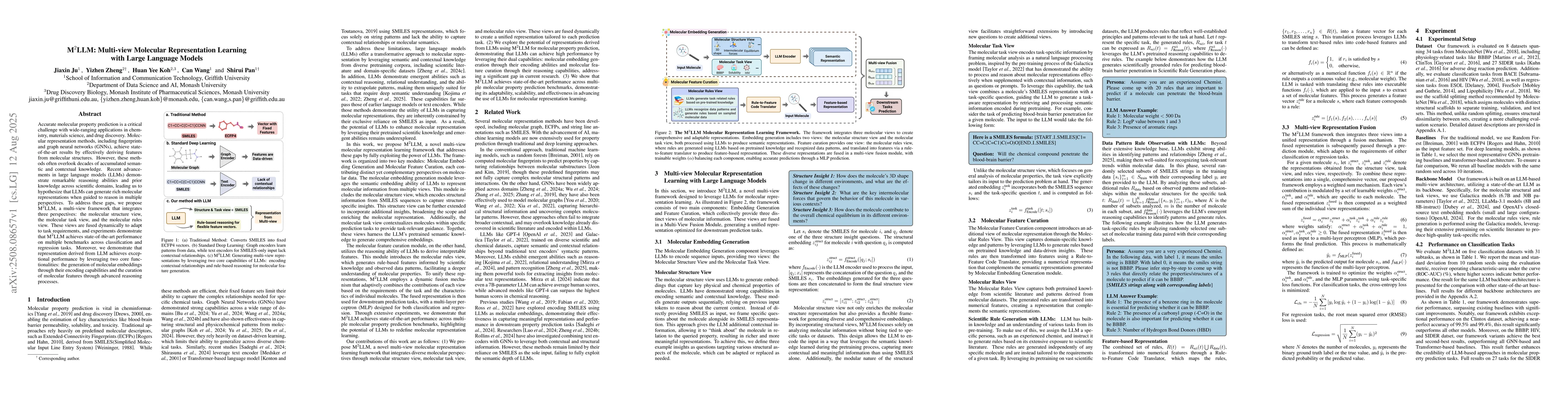 Thumbnail for $\text{M}^{2}$LLM: Multi-view Molecular Representation Learning with
  Large Language Models