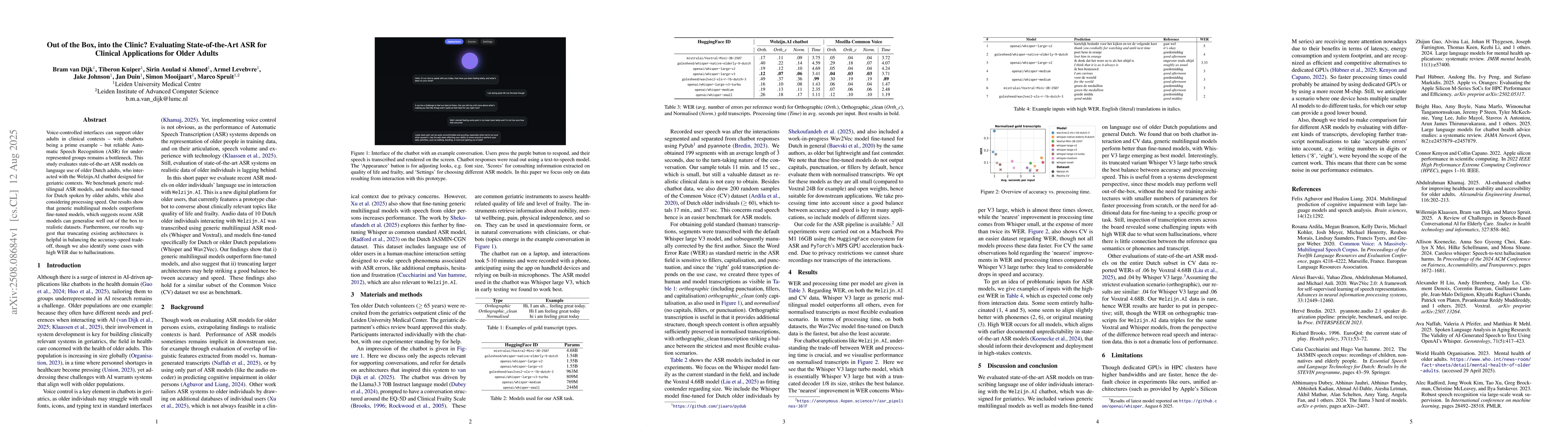 Thumbnail for Out of the Box, into the Clinic? Evaluating State-of-the-Art ASR for
  Clinical Applications for Older Adults