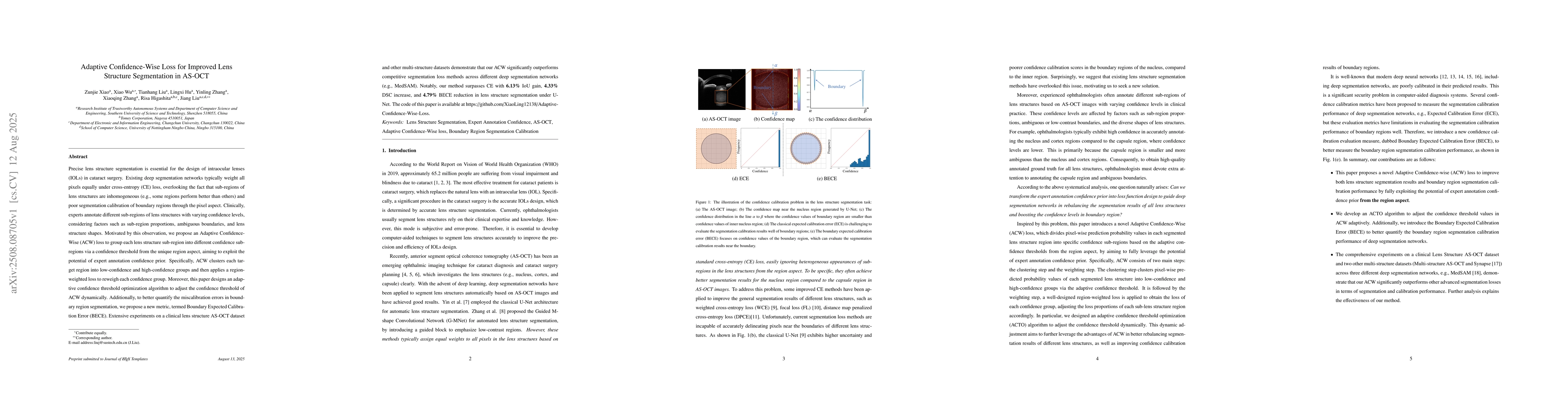 Thumbnail for Adaptive Confidence-Wise Loss for Improved Lens Structure Segmentation
  in AS-OCT