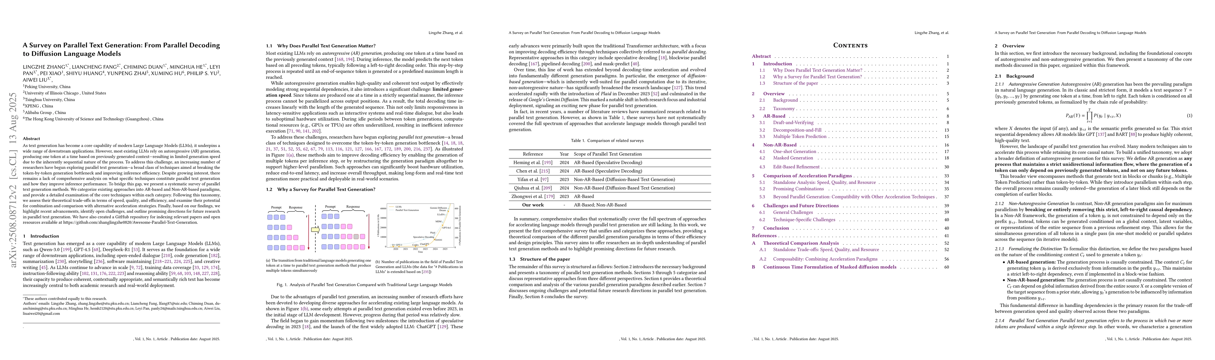 Thumbnail for A Survey on Parallel Text Generation: From Parallel Decoding to
  Diffusion Language Models