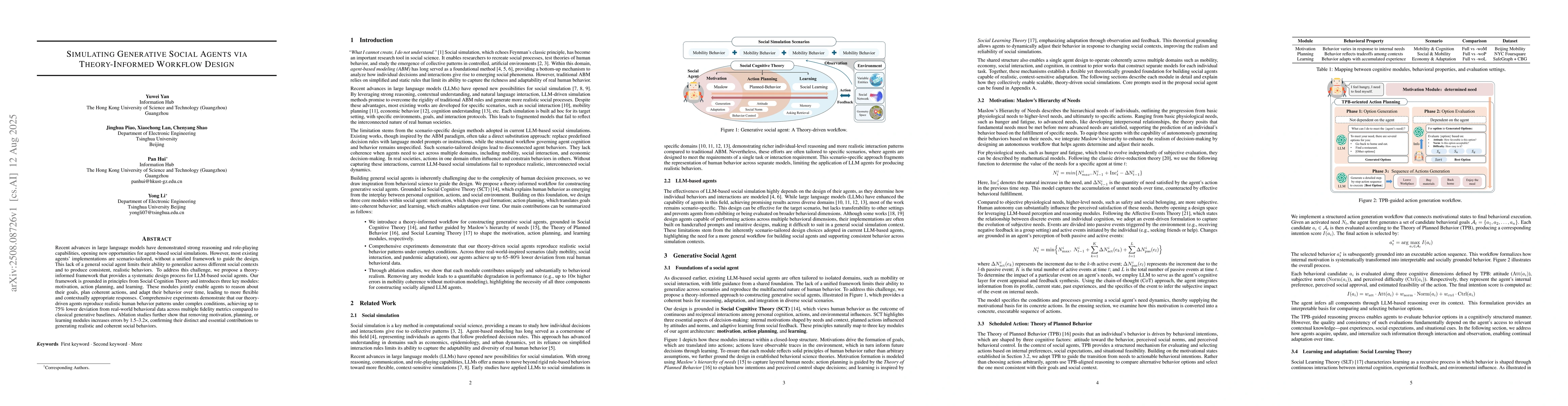 Thumbnail for Simulating Generative Social Agents via Theory-Informed Workflow Design