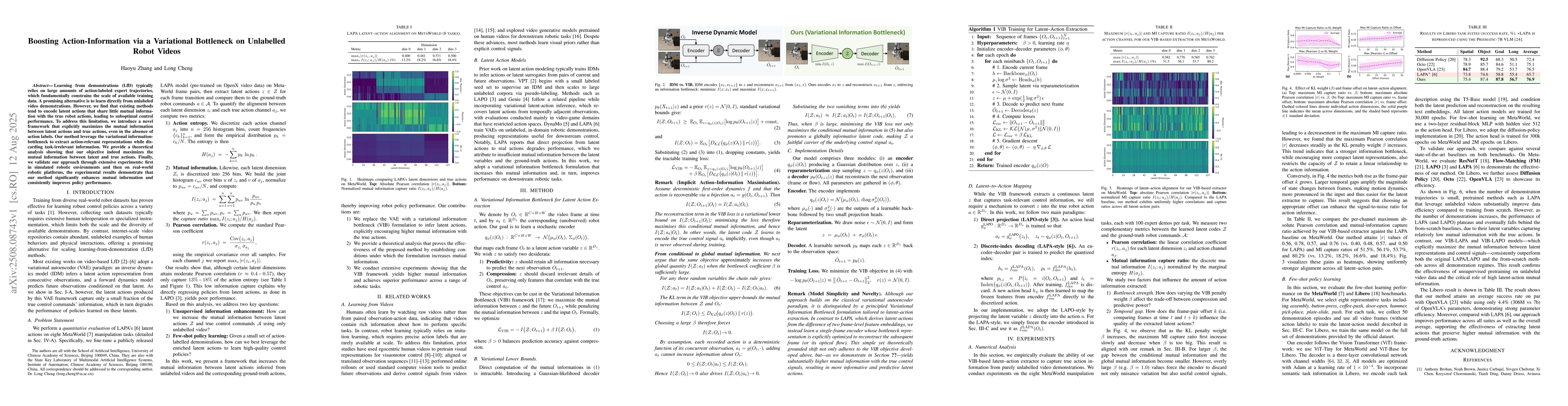 Thumbnail for Boosting Action-Information via a Variational Bottleneck on Unlabelled
  Robot Videos