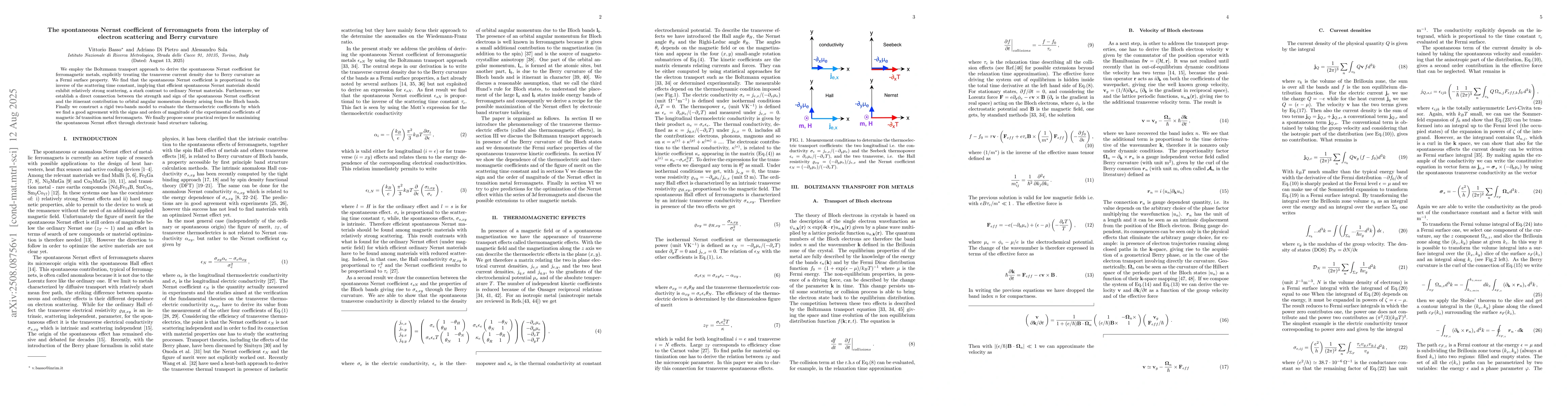Thumbnail for The spontaneous Nernst coefficient of ferromagnets from the interplay of
  electron scattering and Berry curvature