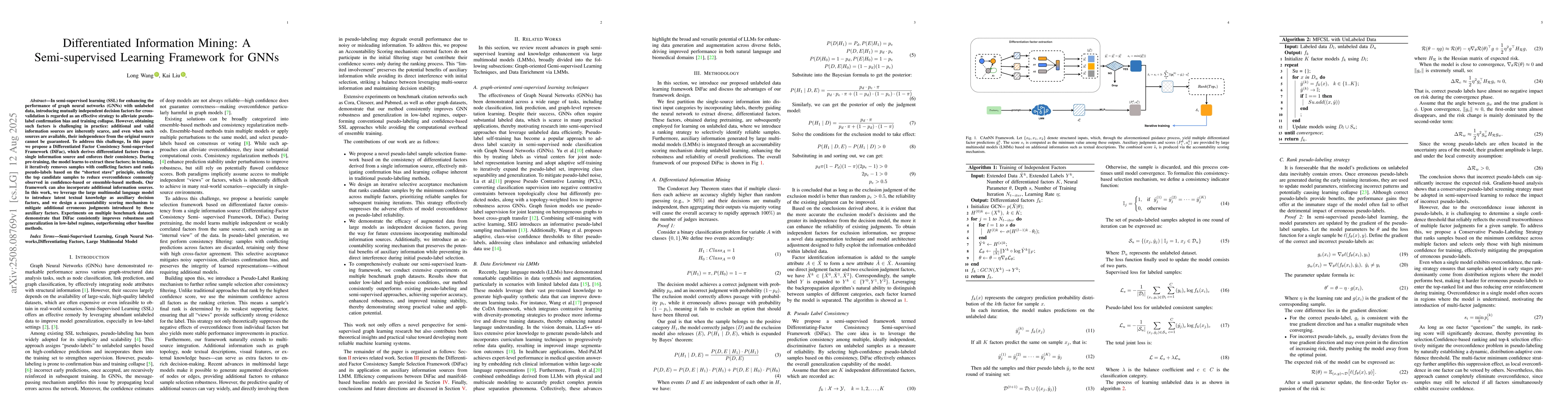 Thumbnail for Differentiated Information Mining: A Semi-supervised Learning Framework
  for GNNs