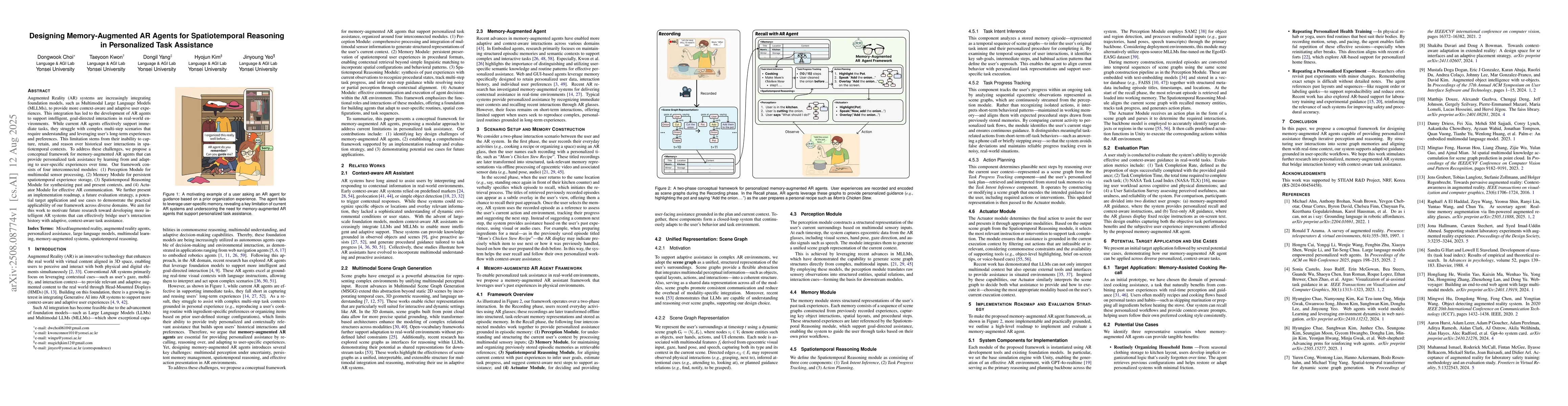 Thumbnail for Designing Memory-Augmented AR Agents for Spatiotemporal Reasoning in
  Personalized Task Assistance
