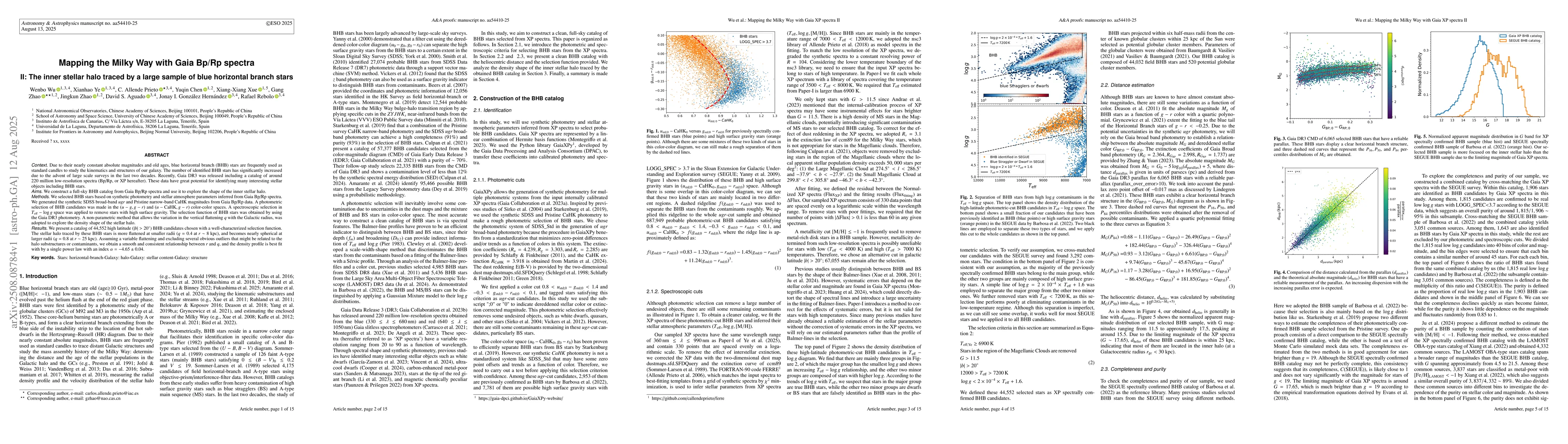 Thumbnail for Mapping the Milky Way with Gaia Bp/Rp spectra II: The inner stellar halo
  traced by a large sample of blue horizontal branch stars