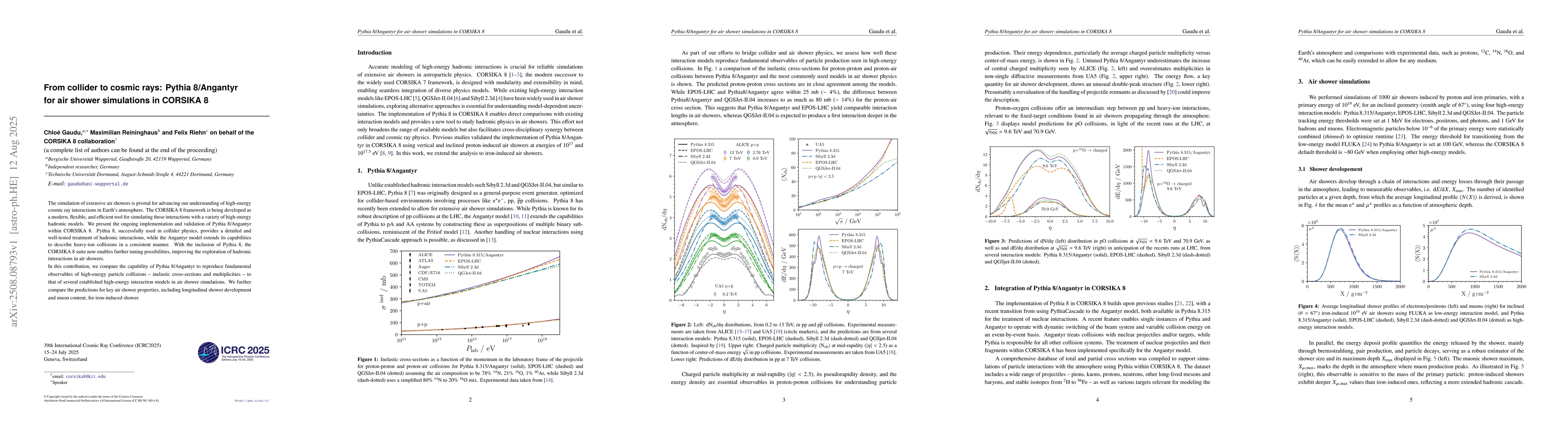 Thumbnail for From collider to cosmic rays: Pythia 8/Angantyr for air shower
  simulations in CORSIKA 8