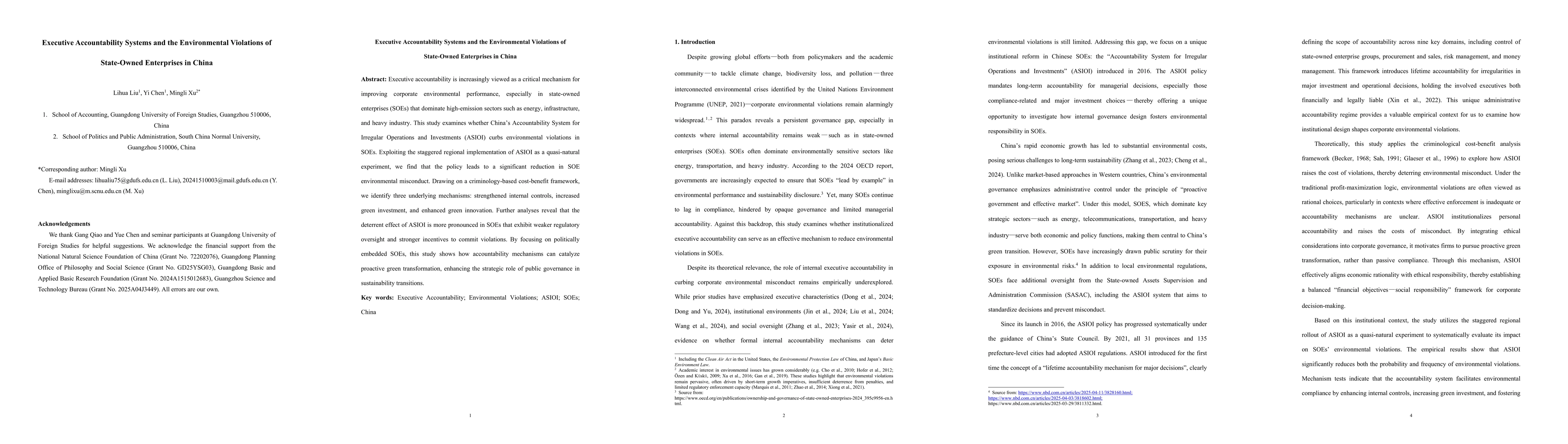 Thumbnail for Executive Accountability Systems and the Environmental Violations of
  State-Owned Enterprises in China
