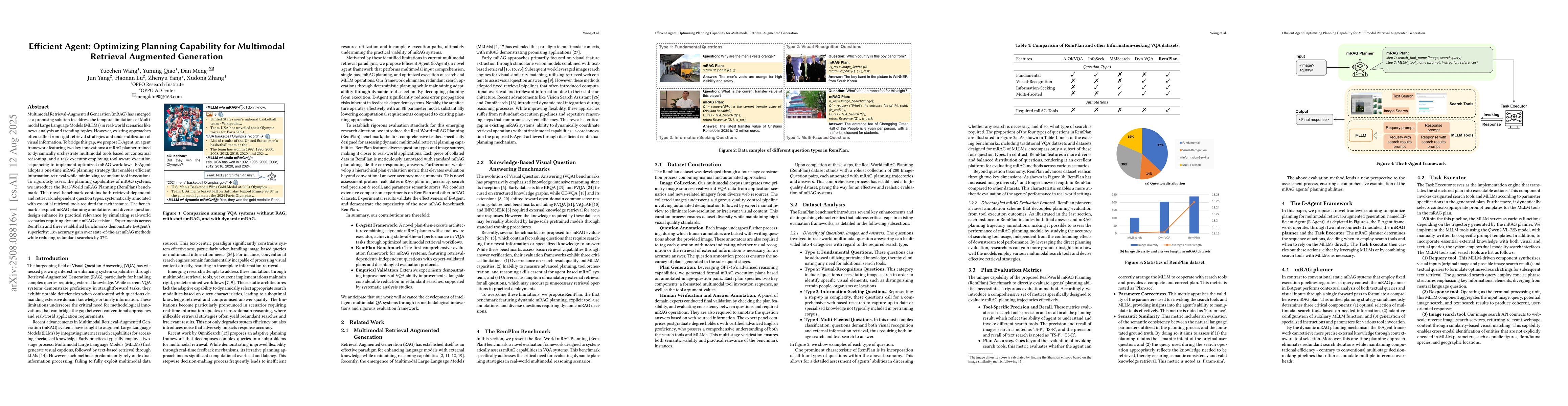 Thumbnail for Efficient Agent: Optimizing Planning Capability for Multimodal Retrieval
  Augmented Generation