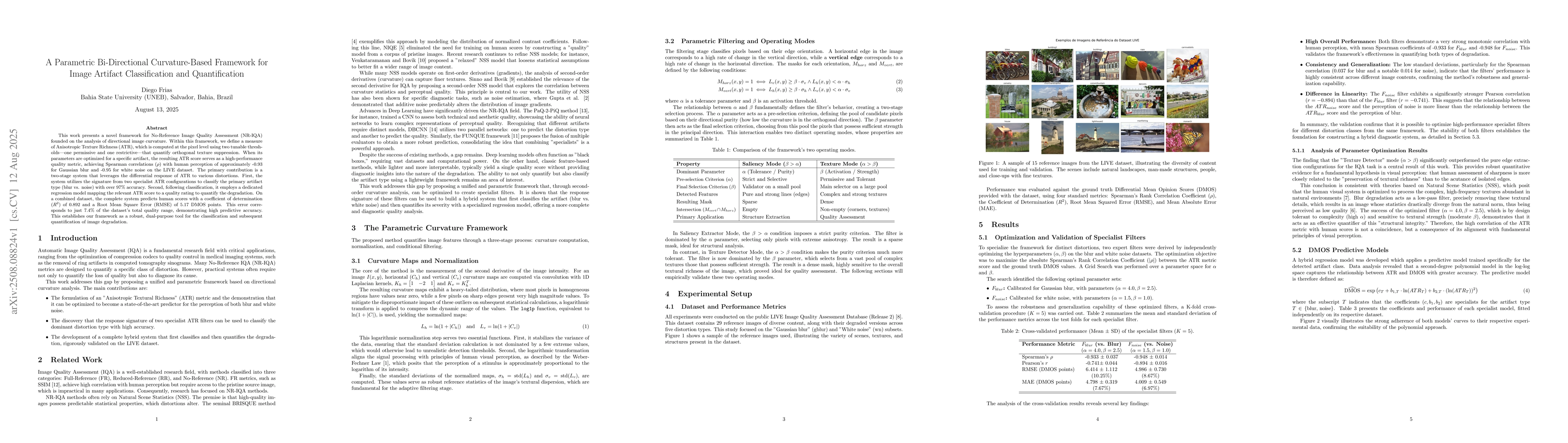 Thumbnail for A Parametric Bi-Directional Curvature-Based Framework for Image Artifact
  Classification and Quantification