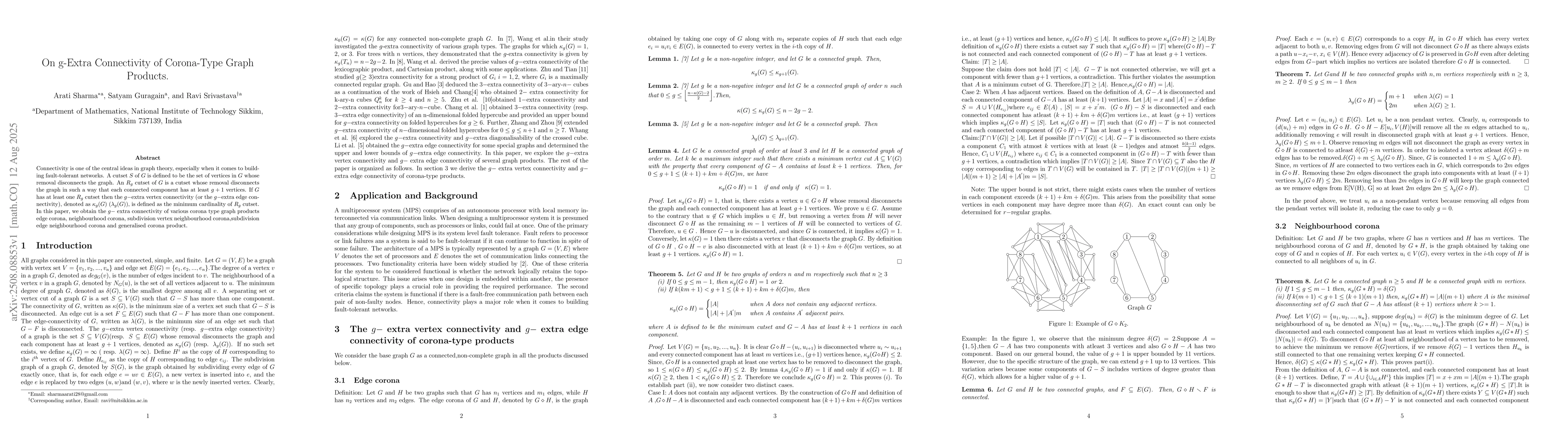 Thumbnail for On g-Extra Connectivity of Corona-Type Graph Products