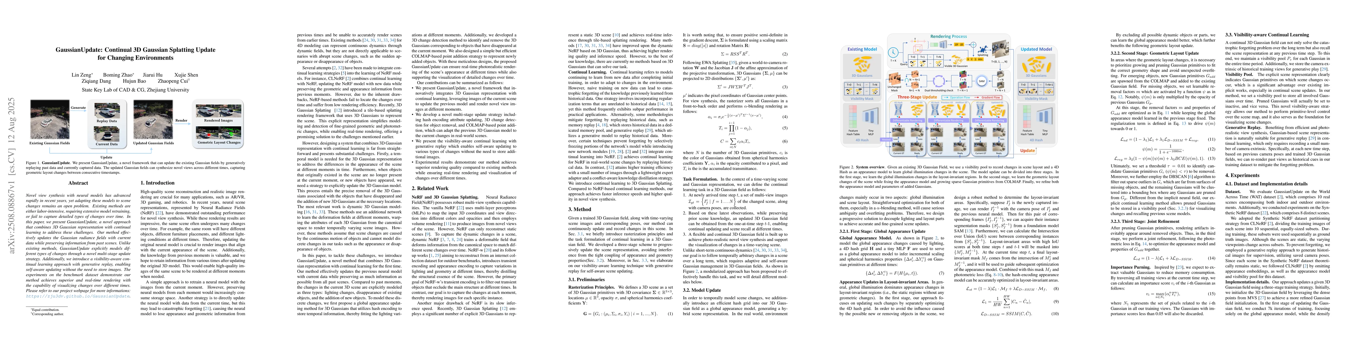 Thumbnail for GaussianUpdate: Continual 3D Gaussian Splatting Update for Changing
  Environments
