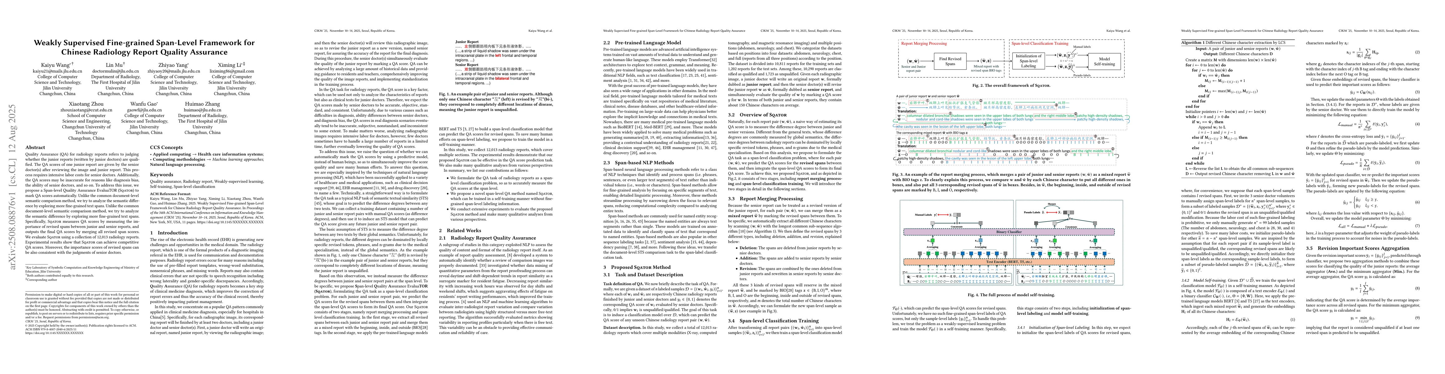 Thumbnail for Weakly Supervised Fine-grained Span-Level Framework for Chinese
  Radiology Report Quality Assurance