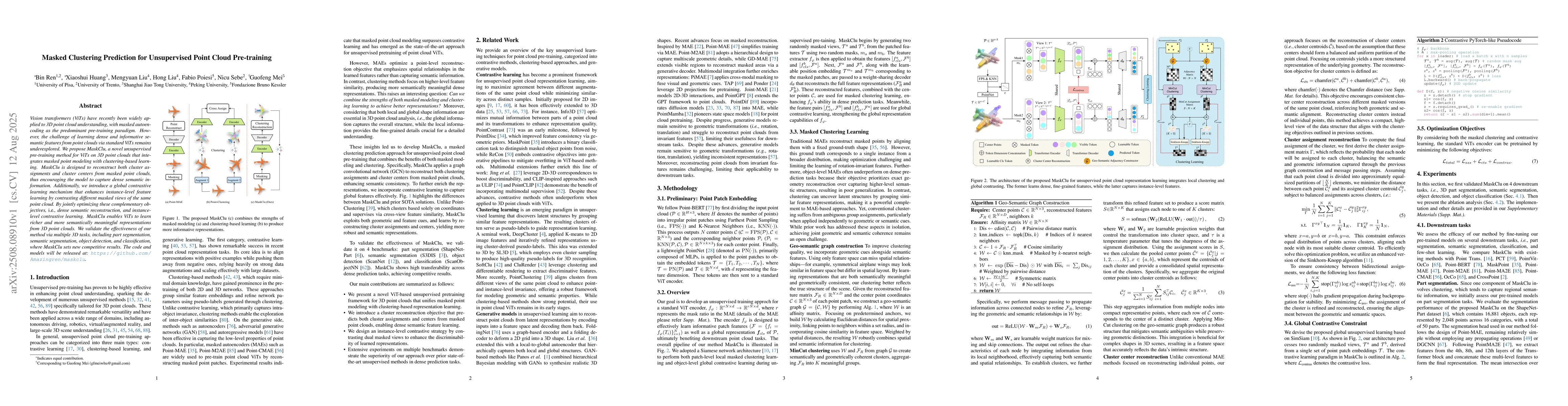 Thumbnail for Masked Clustering Prediction for Unsupervised Point Cloud Pre-training