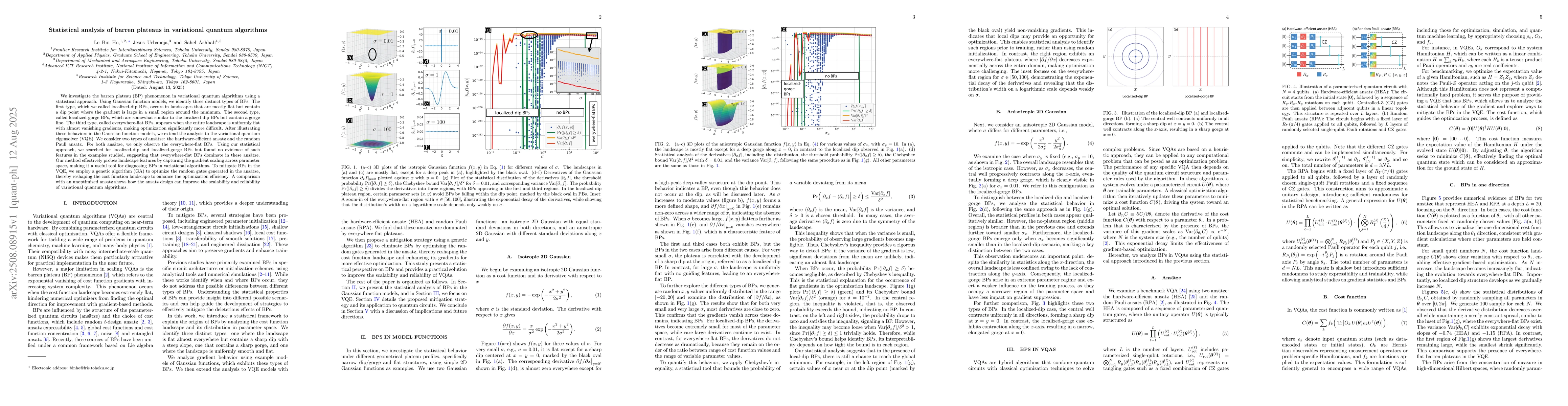Thumbnail for Statistical analysis of barren plateaus in variational quantum
  algorithms