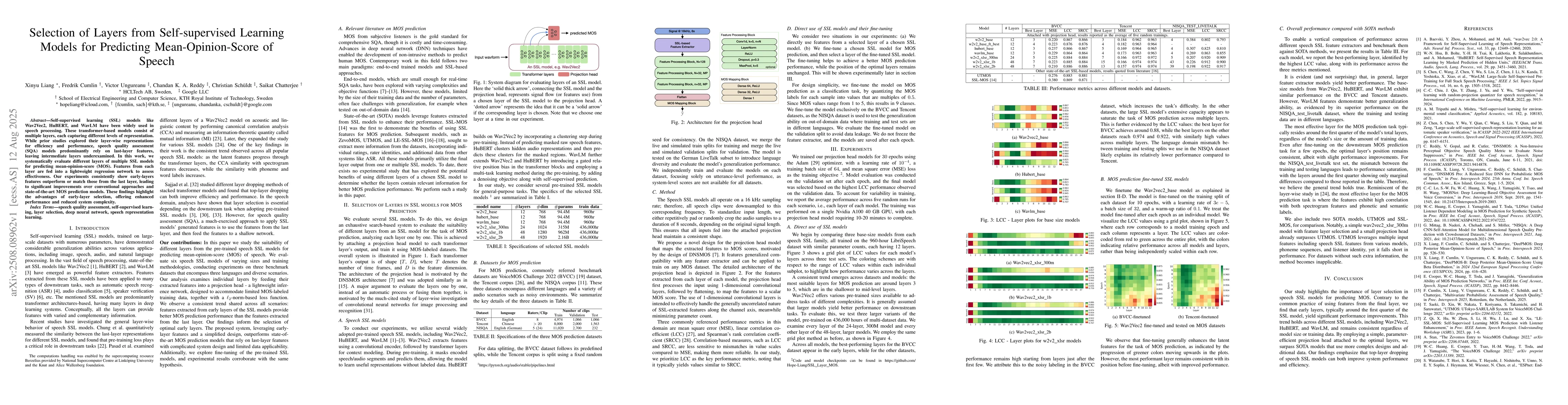 Thumbnail for Selection of Layers from Self-supervised Learning Models for Predicting
  Mean-Opinion-Score of Speech
