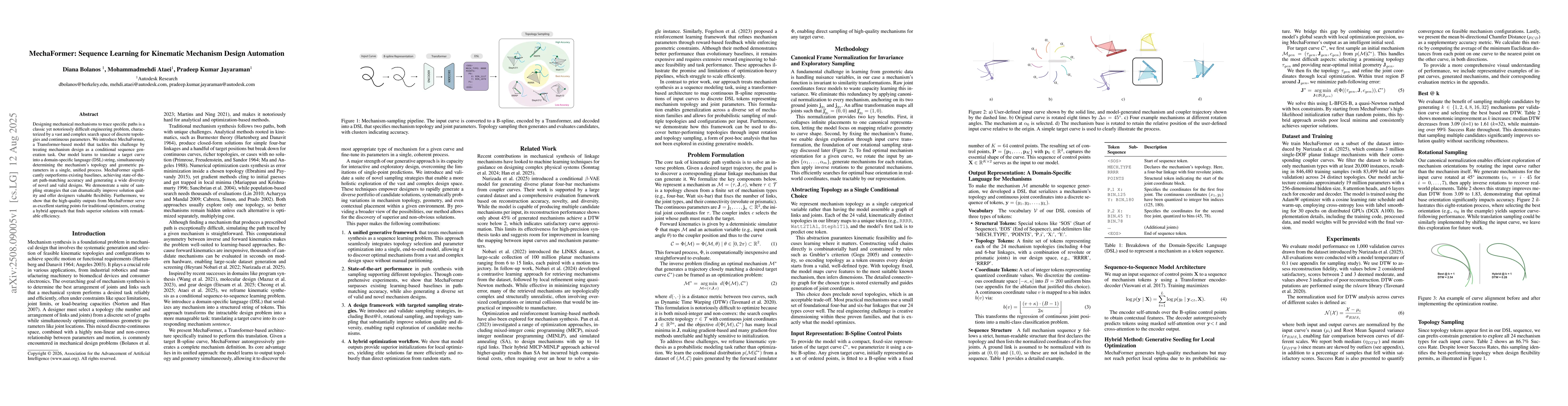 Thumbnail for MechaFormer: Sequence Learning for Kinematic Mechanism Design Automation
