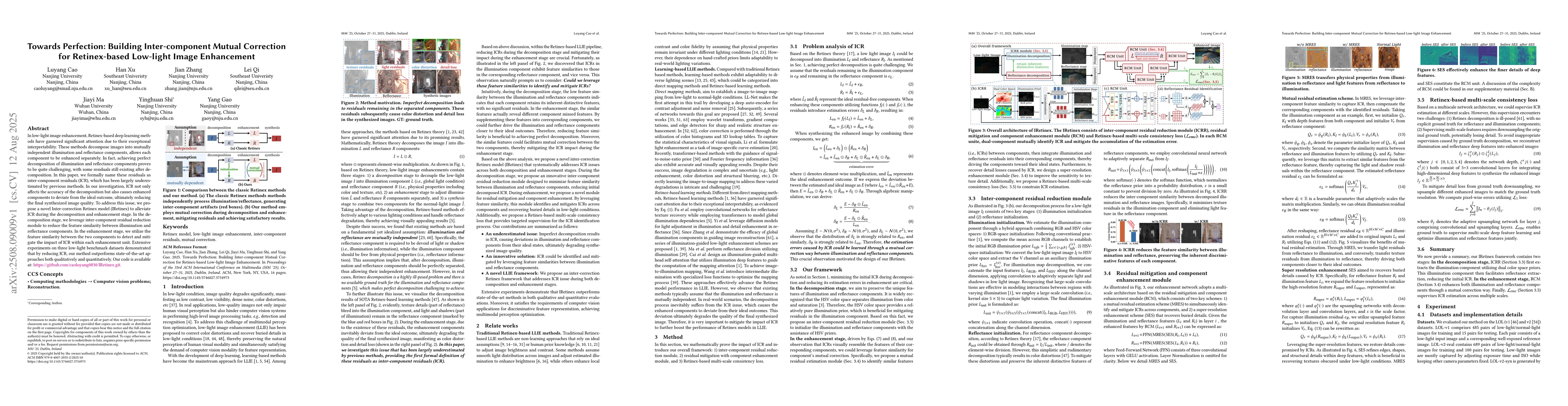 Thumbnail for Towards Perfection: Building Inter-component Mutual Correction for
  Retinex-based Low-light Image Enhancement