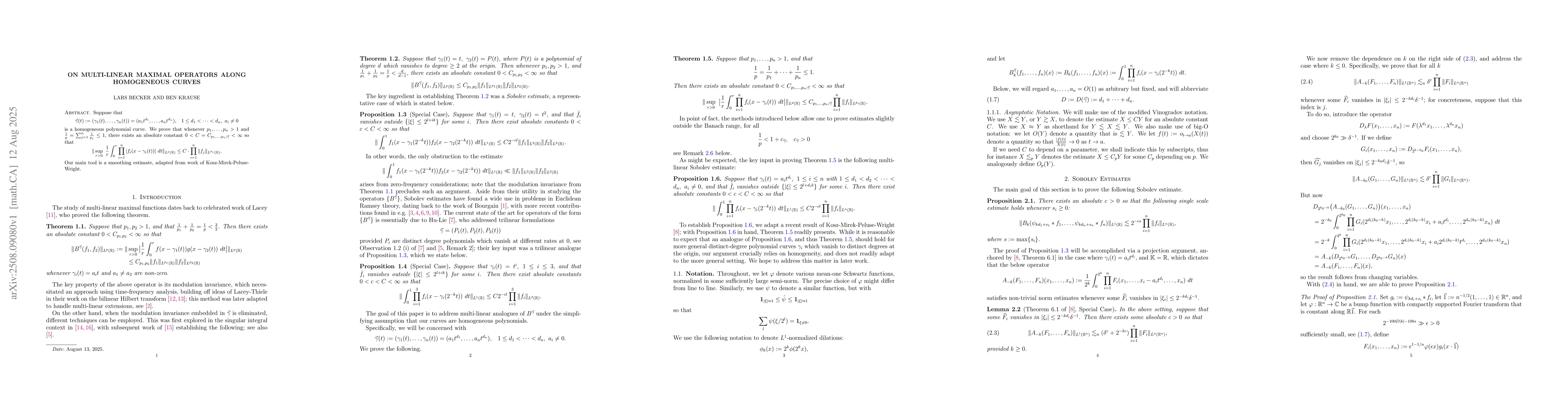 Thumbnail for On Multi-linear Maximal Operators Along Homogeneous Curves