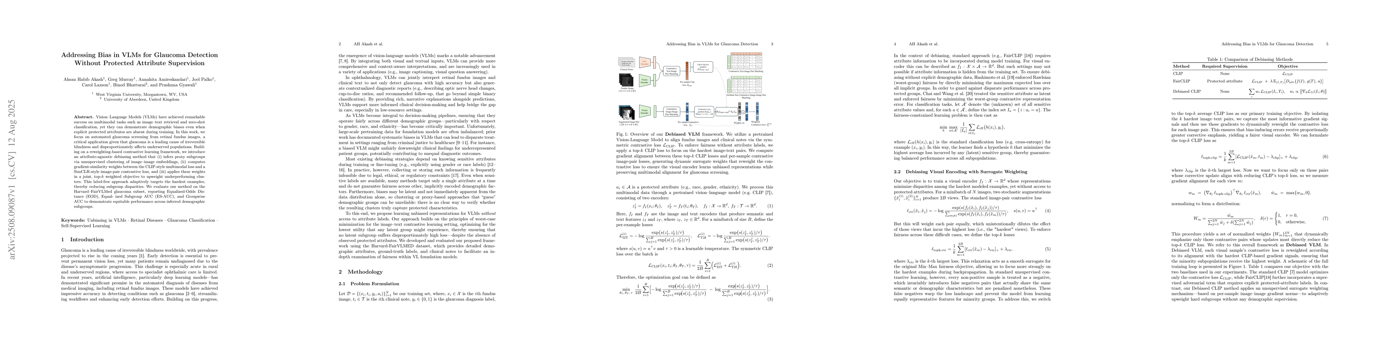 Thumbnail for Addressing Bias in VLMs for Glaucoma Detection Without Protected
  Attribute Supervision