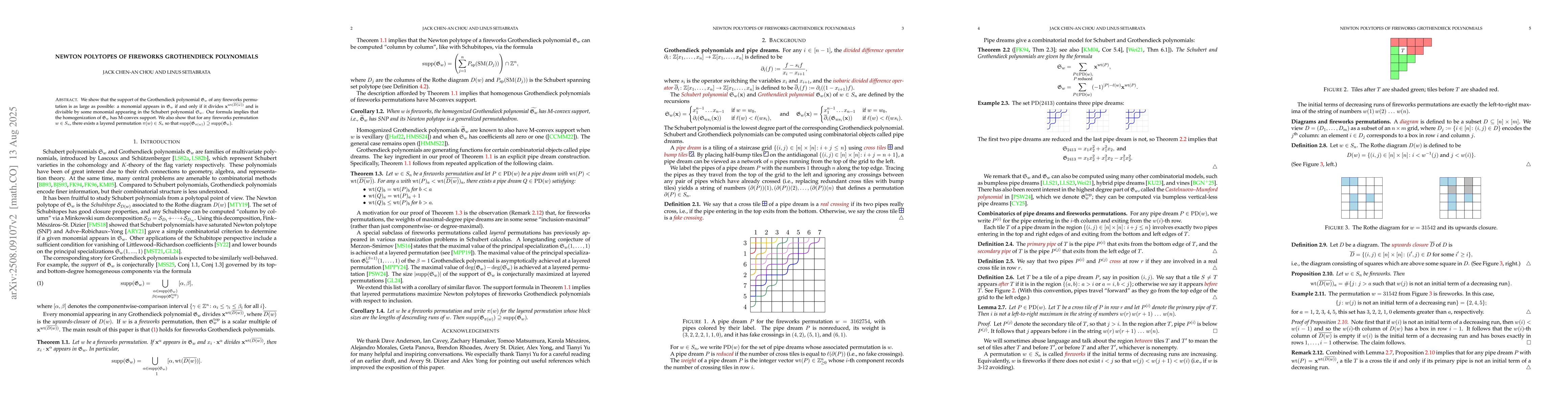 Thumbnail for Newton polytopes of fireworks Grothendieck polynomials