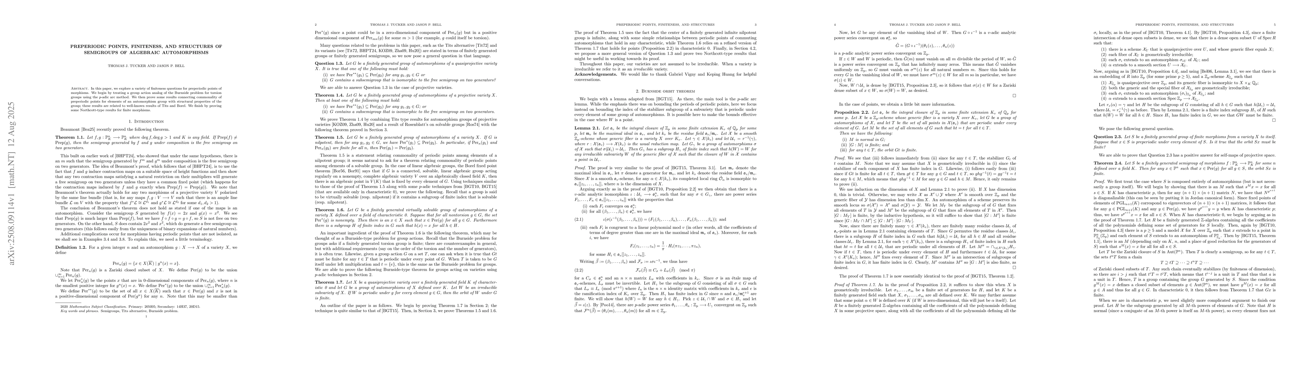 Thumbnail for Preperiodic points, finiteness, and structures of semigroups of
  algebraic morphisms