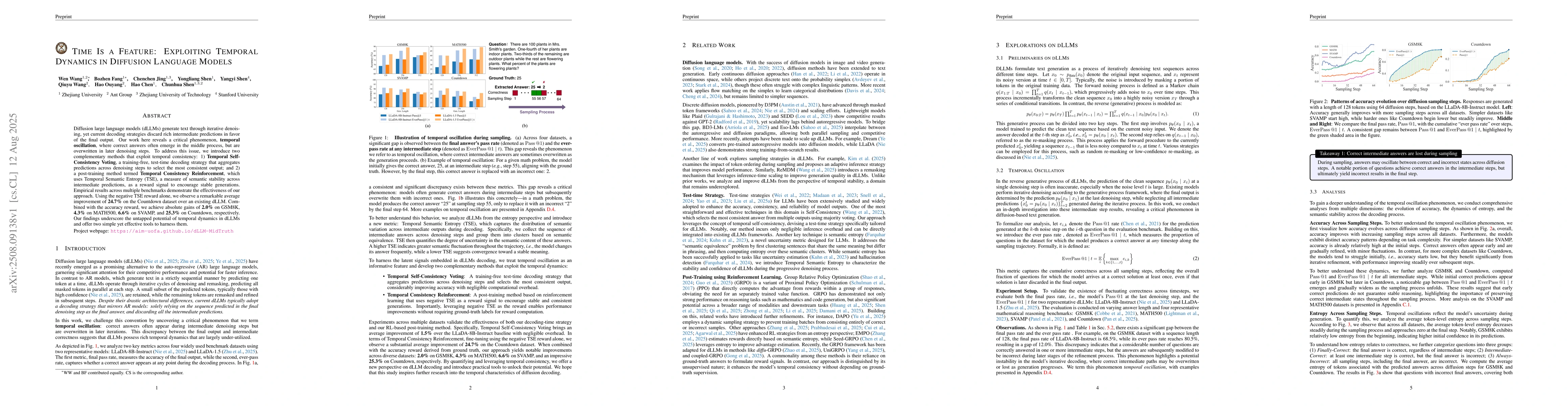 Thumbnail for Time Is a Feature: Exploiting Temporal Dynamics in Diffusion Language
  Models